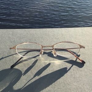 Jimmy Crystal Elegant Swarovski Inlaid Crystal Gold Women's Eyeglasses +3.00